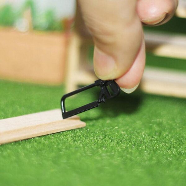 Sega in miniatura per casa delle bambole 1/12 1/6 modello nero in legno resistente