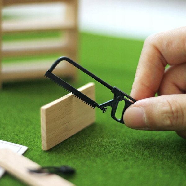 Sega in miniatura per casa delle bambole 1/12 1/6 modello nero in legno resistente