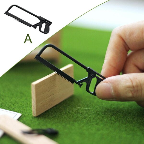 Sega in miniatura per casa delle bambole 1/12 1/6 modello nero in legno resistente