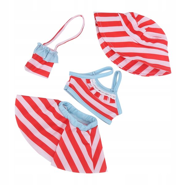 18-Zoll-Puppenkleidungsset, Badebekleidung, Oberteil, Rock, Hut, Tasche