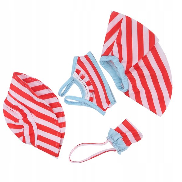 18-Zoll-Puppenkleidungsset, Badebekleidung, Oberteil, Rock, Hut, Tasche