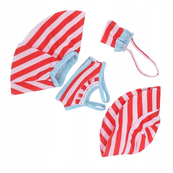 18-Zoll-Puppenkleidungsset, Badebekleidung, Oberteil, Rock, Hut, Tasche
