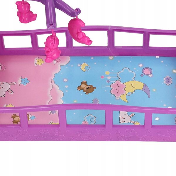 Letto a dondolo per bambole in scala 1:12 con mobili realistici e giochi