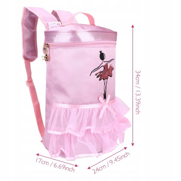 Ballerina-Rucksack aus Satinstoff für Mädchen mit verstellbarem Schultergurt und großem Fassungsvermögen