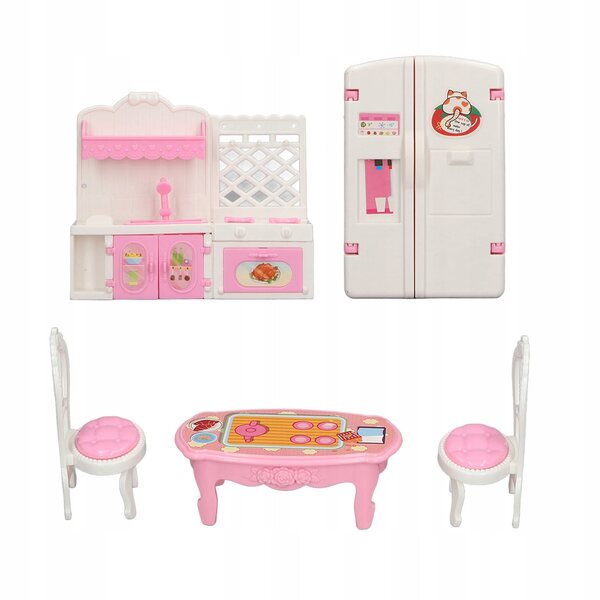 Miniatur-Küchenmöbel-Set mit Kühlschrank für Puppenhaus