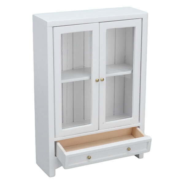 Miniatura armadio bianco 1:12 per casa delle bambole con doppia anta stile europeo
