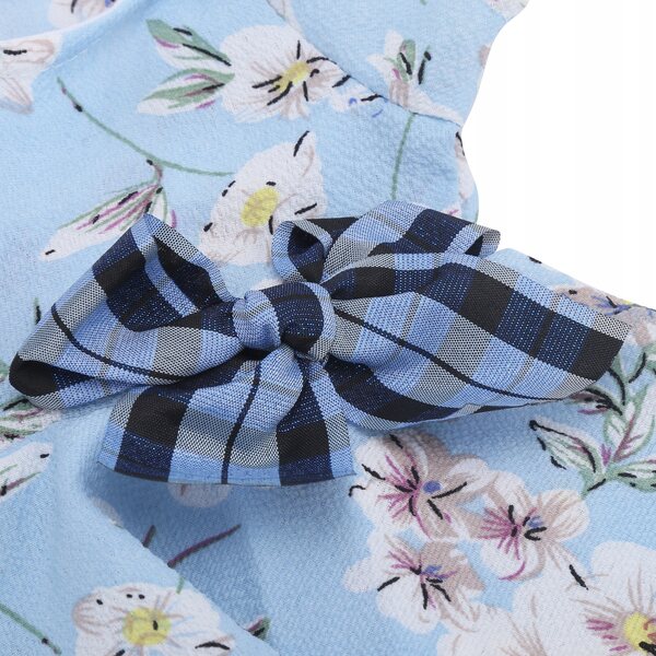 Elegantes blaues Blumenkleid für 18-Zoll-Puppen mit passenden Accessoires