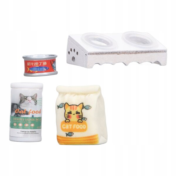 Miniatura ciotola per gatti realistica per casa delle bambole 1/12, set decorativo