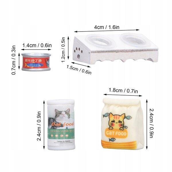 Miniatura ciotola per gatti realistica per casa delle bambole 1/12, set decorativo