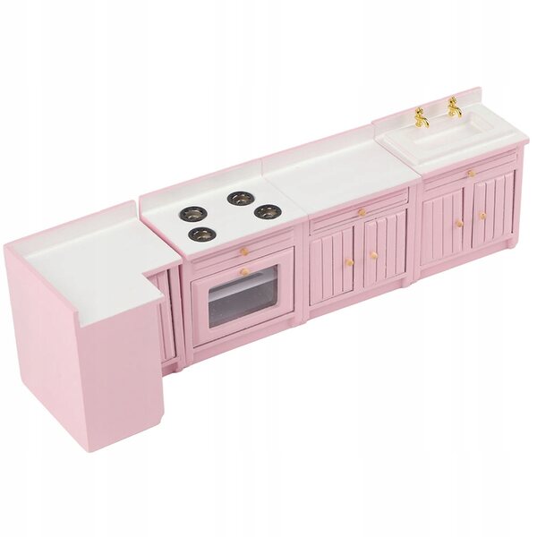 Miniatura casa delle bambole 1:12 - cucina rosa elegante e resistente