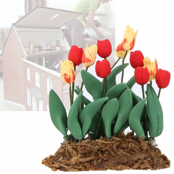 Miniatura 1:12 decorazione tulipano per casa delle bambole, realistica e vivace