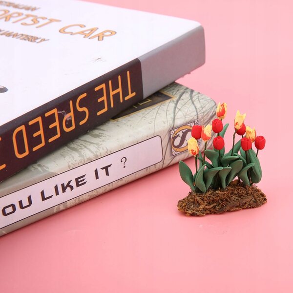 Miniatura 1:12 decorazione tulipano per casa delle bambole, realistica e vivace