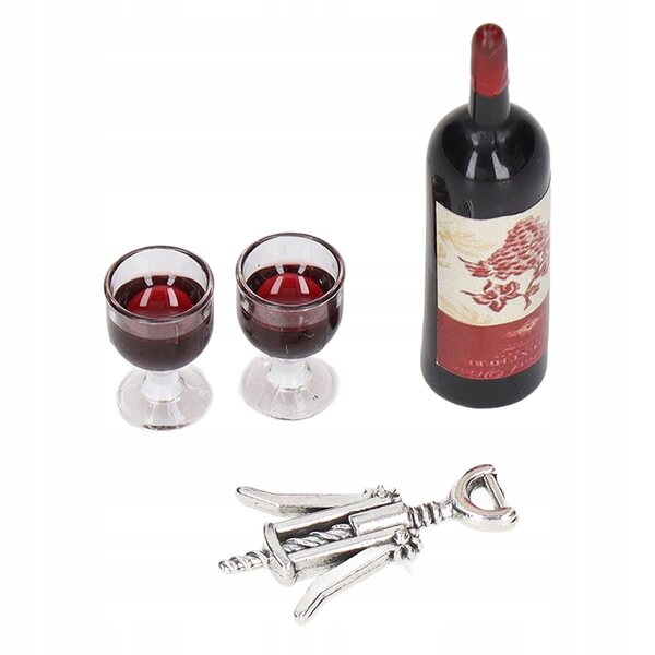 Rotwein-Miniatur-Set 1:12 für Puppenhaus mit Flaschen und Zubehör