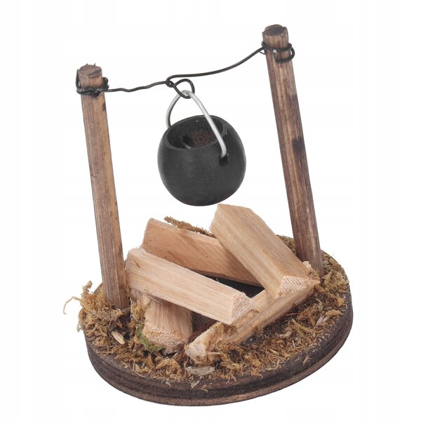 Puppenhaus-Miniatur-Holzkamin, handgefertigt im pastoralen Stil