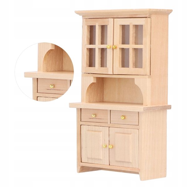 Miniatura mobiletta in legno 1:12 per casa delle bambole con maniglia ottone