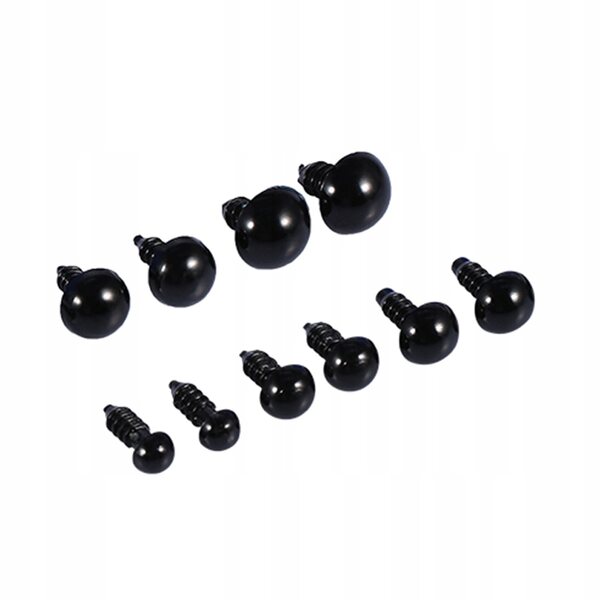 100 farbige Kunststoff-Sicherheitsaugen 6–12 mm für Puppen und Stofftiere