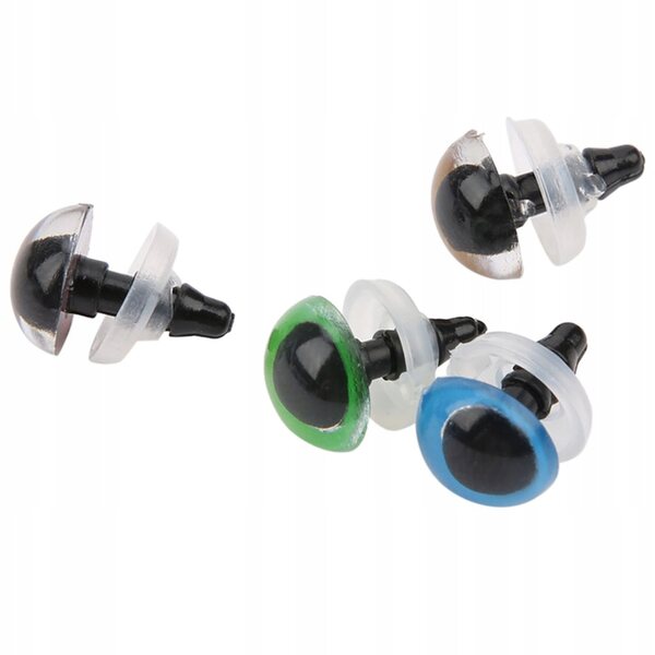 100 farbige Kunststoffaugen 10 mm für Puppen, Bären und Bastelarbeiten