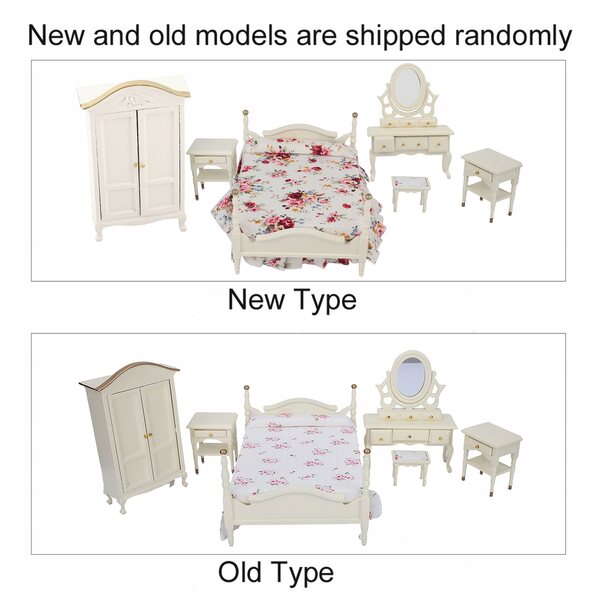 Set 6 pezzi mobili in legno mini per camera da letto casa bambole 1/12