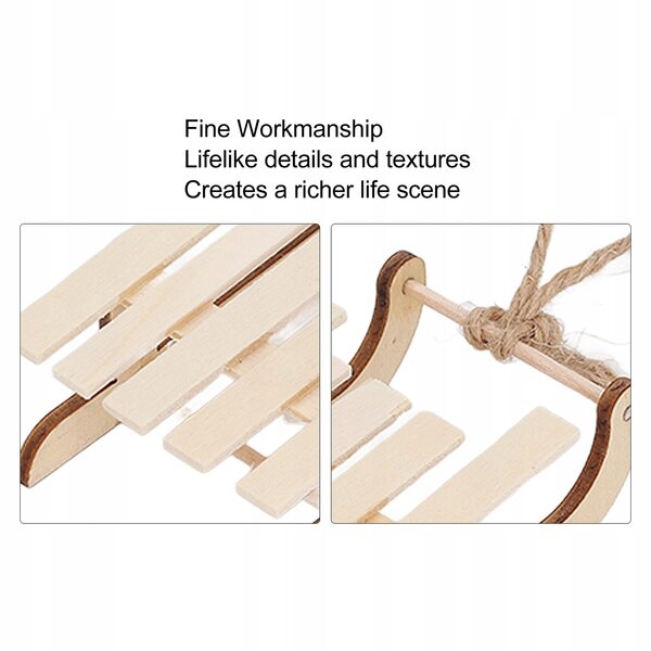 Detaillierter und leichter Miniatur-Dekorschlitten aus echtem Holz von Life