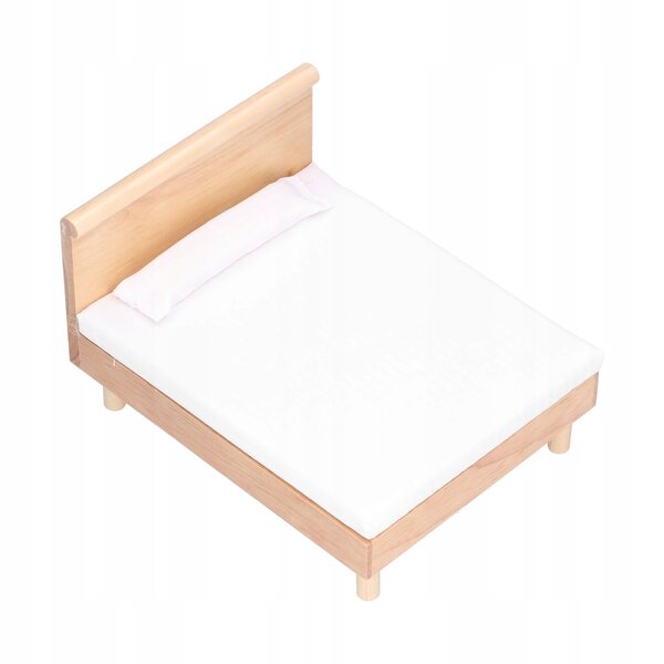 Letto Doppio in Miniatura 1:12 in Legno di Quercia per Casa delle Bambole