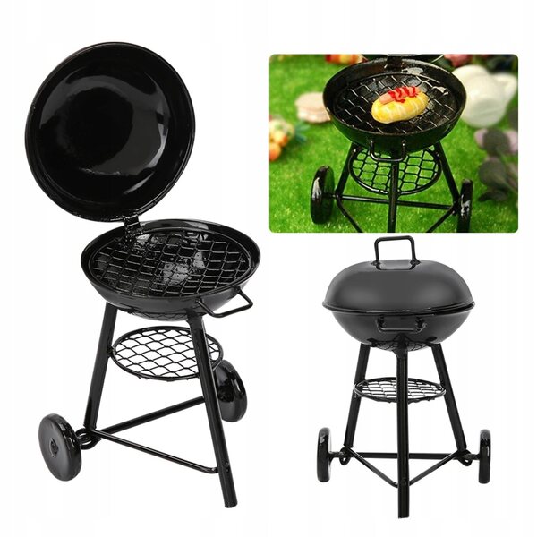 Mini casa per bambole 1:12 con accessori esterni e barbecue - modello rotondo
