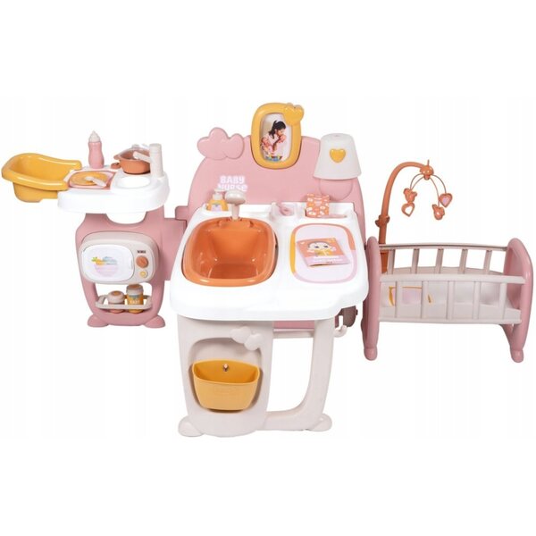 Smoby Baby Nurse Puppenpflegeset mit 19 Zubehörteilen, Babysitterhaus