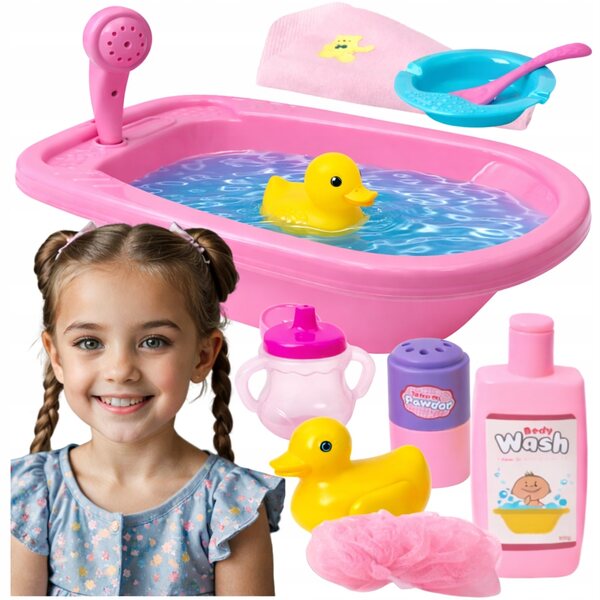 Badezimmerset für 40–45 cm große Puppen mit großer Badewanne und Zubehör