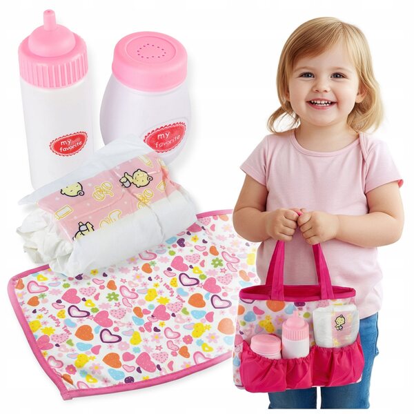 Kinderplay Puppenpflegeset mit Tasche, Matte, Flasche und Windel