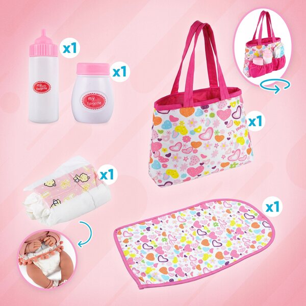 Kinderplay Puppenpflegeset mit Tasche, Matte, Flasche und Windel