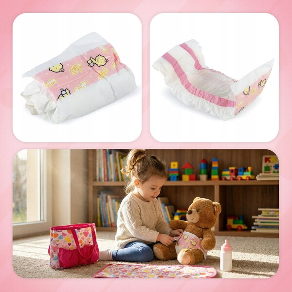 Kinderplay Puppenpflegeset mit Tasche, Matte, Flasche und Windel