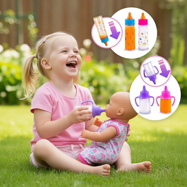 Kinderplay Magic Bottle Puppenpflegeset mit Tasche und Zubehör
