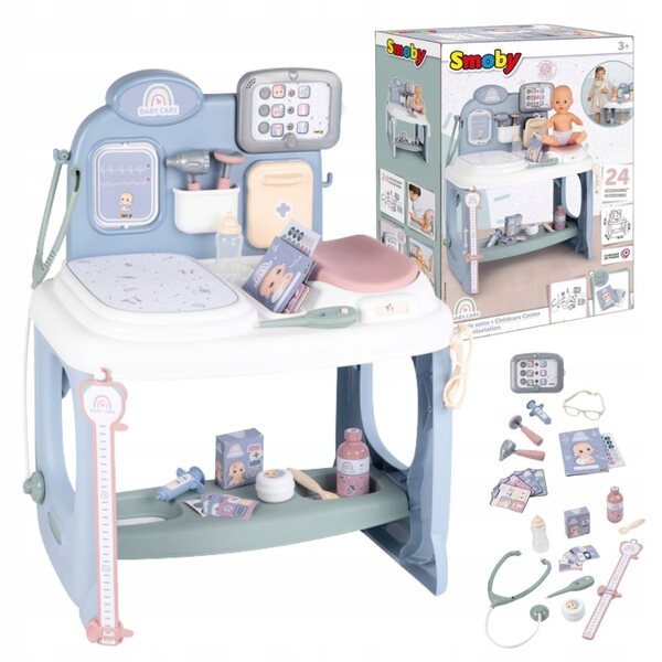 Smoby Baby Care Centro di Cura con Tablet Elettronico e 24 Accessori per Bambini