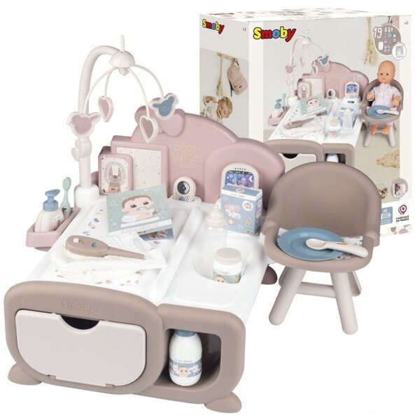 SMOBY Baby Nurse Angolo Elettronico della Baby Sitter con 19 Accessori