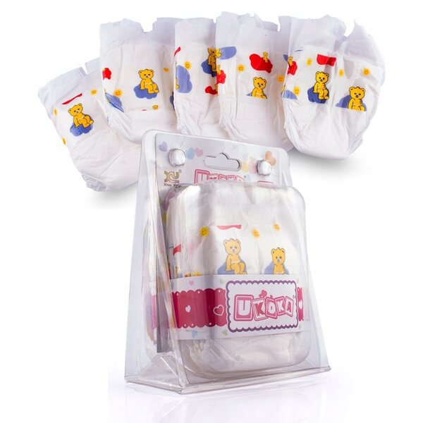 Set mit 5 weichen und farbenfrohen Pampers-Puppenwindeln, 30–40 cm