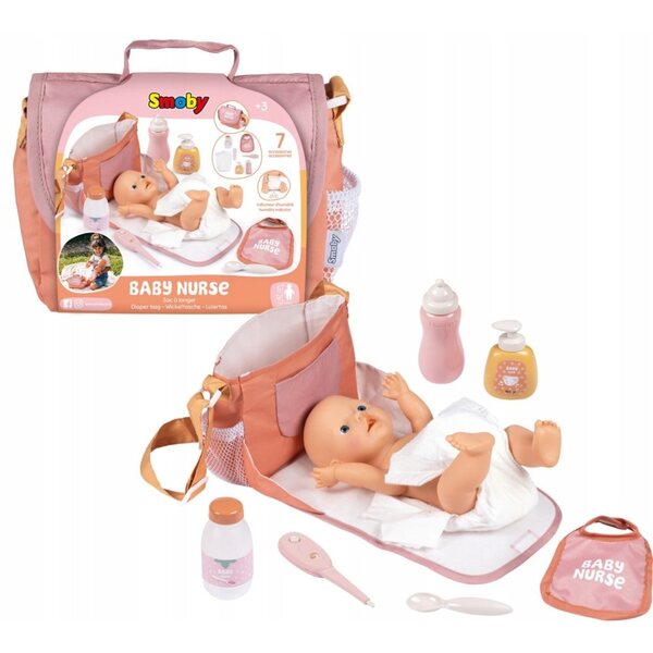 Torba per il cambio con accessori Baby Nurse Smoby per bambole 42 cm
