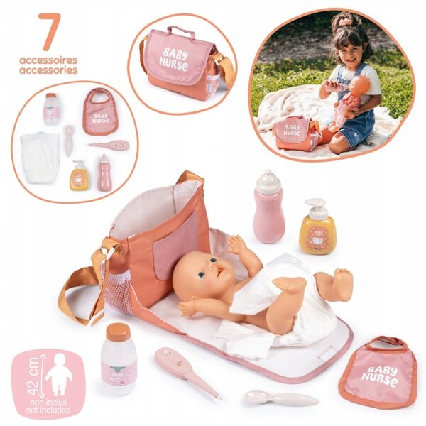 Torba per il cambio con accessori Baby Nurse Smoby per bambole 42 cm