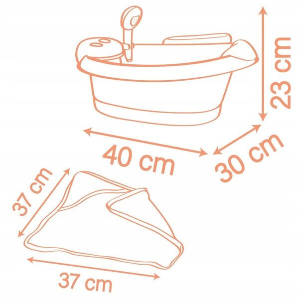 Wanienka Baby Nurse Smoby con Hydromassaggio, LED e Doccia per Bambole 42 cm