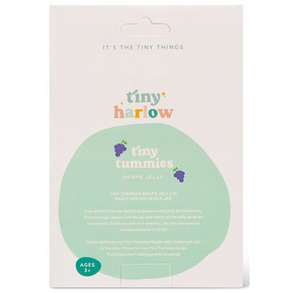 Tiny Harlow Tiny Tummies-Set, ein Glas und ein Löffel zum Füttern von Traubenpuppen