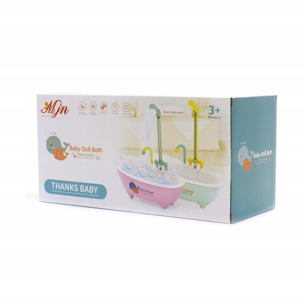 Grande vasca da bagno per bambole Midex in plastica colorata rosa o blu