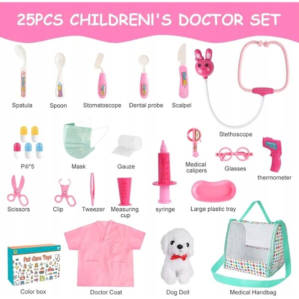 Kleines Tierarzt-Set mit 25 Elementen – Lernspielzeug für Kinder
