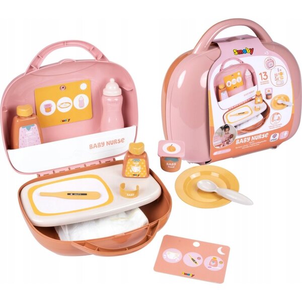 Smoby Baby Nurse Valigia della babysitter con 13 accessori per bambole e fasciatoio