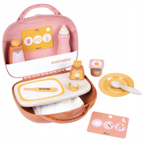 Smoby Baby Nurse Valigia della babysitter con 13 accessori per bambole e fasciatoio