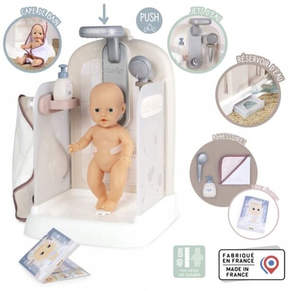 Smoby Baby Nurse Dusche für Puppen mit Wasserfunktion und Pumpe 30 cm