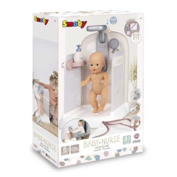 Smoby Baby Nurse Dusche für Puppen mit Wasserfunktion und Pumpe 30 cm