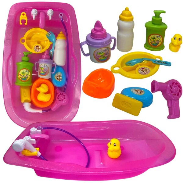 Grande vasca per bambole fino a 45 cm con accessori Baby Doll Retro