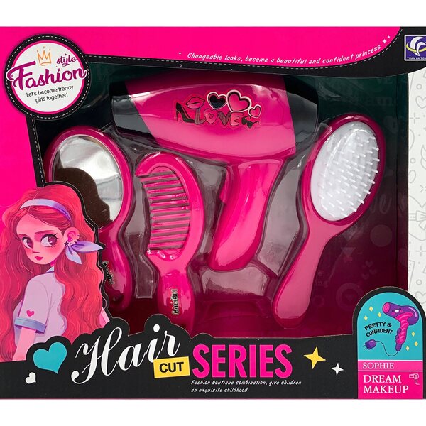 Kleines Friseur-Beauty-Set mit batteriebetriebenem Haartrockner und Lockenstab für Kinder