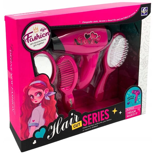 Kleines Friseur-Beauty-Set mit batteriebetriebenem Haartrockner und Lockenstab für Kinder