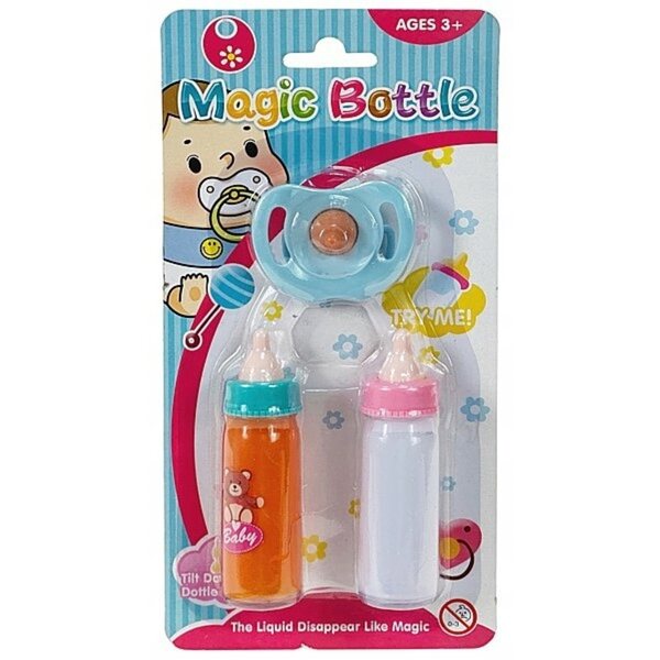 Set Biberon Magici e Ciuccio per Bambole con Latte e Succo Scomparsi