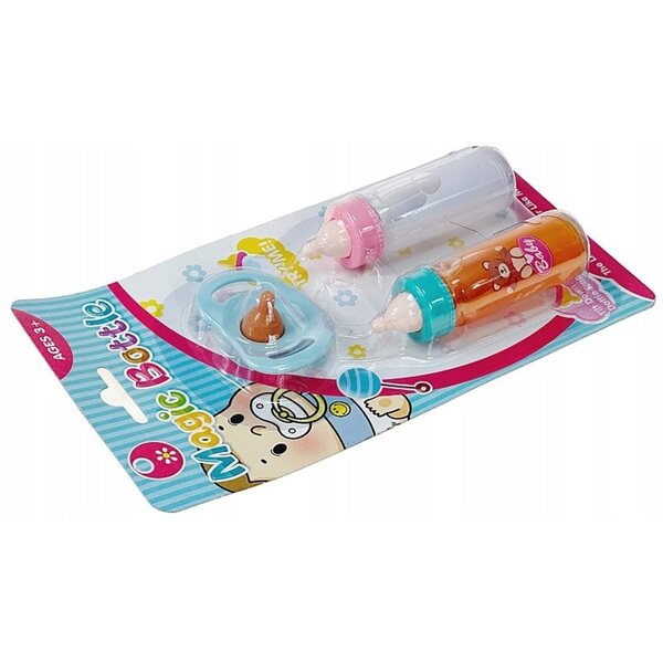 Set Biberon Magici e Ciuccio per Bambole con Latte e Succo Scomparsi