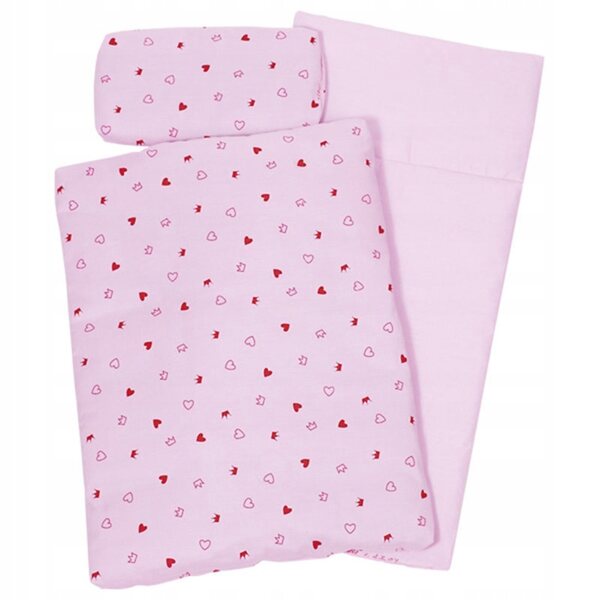 Goki komplettes Bettwäscheset für 50 cm große Puppen mit Herzen und Kronen